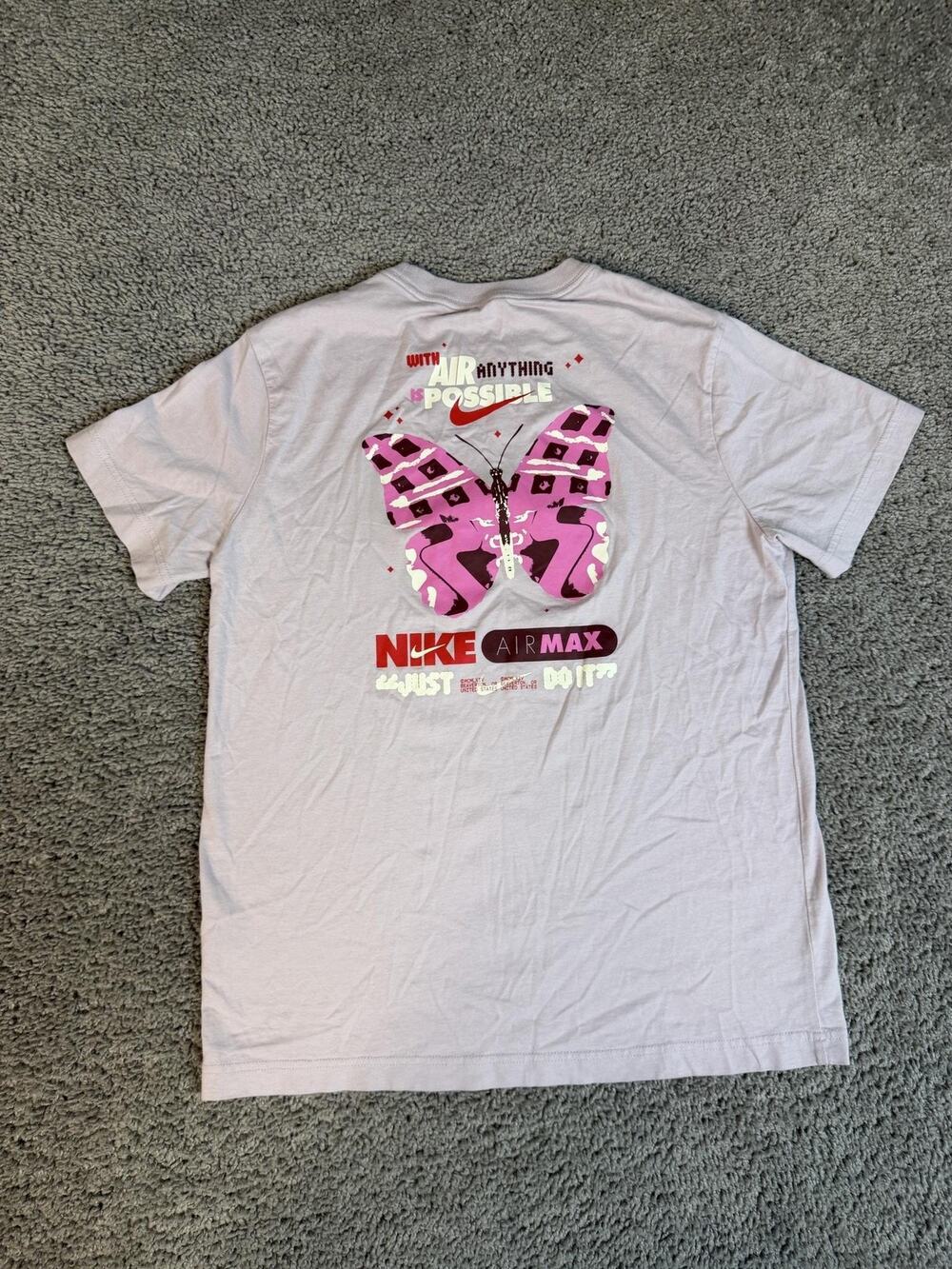 Nike Shirt Girls L Purple Butterfly Air Max Graphic Back Print Tagless